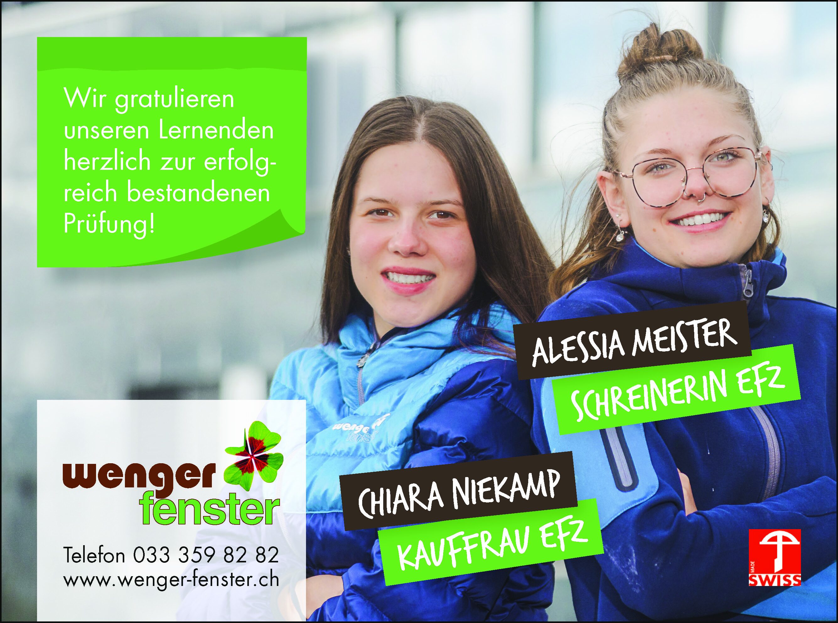 Wir sind stolz darauf, Alessia und Chiara während ihrer Lehrzeit begleitet zu haben und freuen uns, dass sie ihre Ausbildungen nun erfolgreich abgeschlossen haben. <br />
Zudem sind wir begeistert, dass wir für den Sommer 2025 zwei neue Lernende Schreiner, einen Schreinerpraktiker und einen Lernenden KV gefunden haben. <br />
